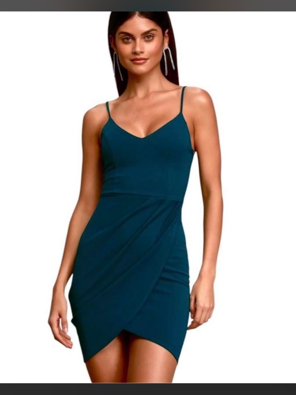 Lulus‎ forever your girl teal body control dress size small spaghetti strap blue